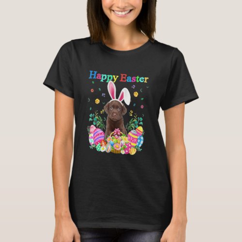 Bunny Chocolate Labrador Dog Happy Easter Eggs  T_Shirt