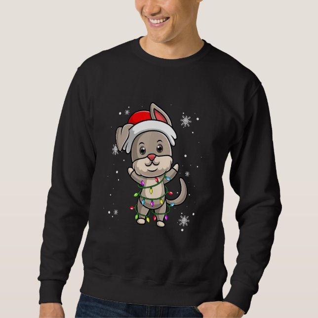 Bunny Christmas Lights Led   Santa Hat Christmas   Sweatshirt (Front)