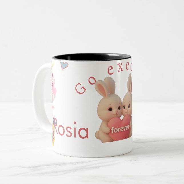 Bunny Christmas Stocking – Personal Holiday Ch arm Two-Tone Coffee Mug (Front Left)