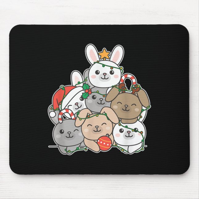 Bunny Christmas Tree Funny Animal Christmas  Mouse Pad (Front)
