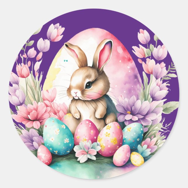 Bunny  classic round sticker (Front)