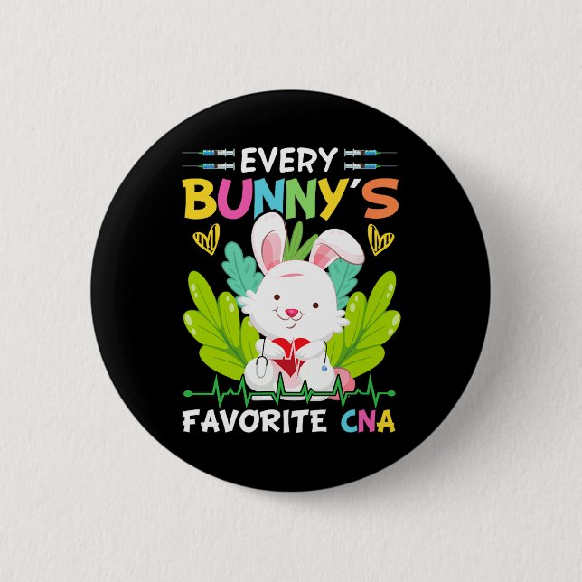 Bunny Cna Nurse Fun Easter Day Hospital Medical Wo Button (Front)