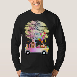 Bunny Cocker Spaniel Dog & Eggs On Truck Happy Eas T-Shirt