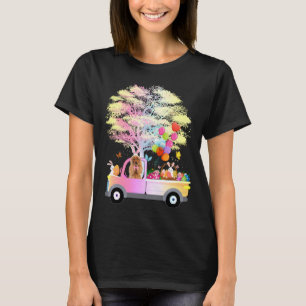 Bunny Cocker Spaniel Dog & Eggs On Truck Happy Eas T-Shirt