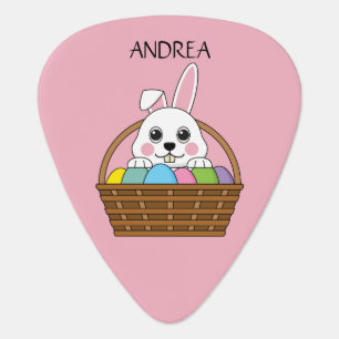 Bunny Colorful Easter EggHunt Basket Personalize Guitar Pick