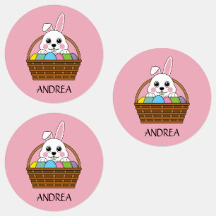 Bunny Colorful Easter EggHunt Basket Personalize Labels