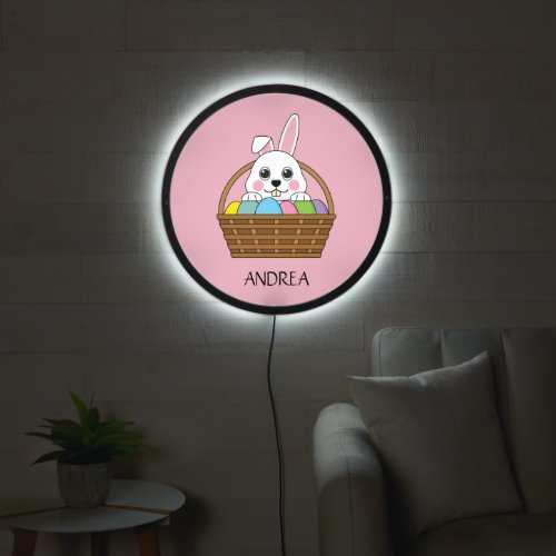 Bunny Colorful Easter EggHunt Basket  Personalize LED Sign
