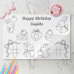 Bunny Coloring Birthday Paper Placemat