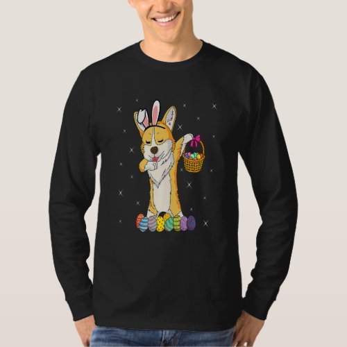Bunny Corgi Dabbing Dog Happy Easter Day Egg Hunt  T_Shirt