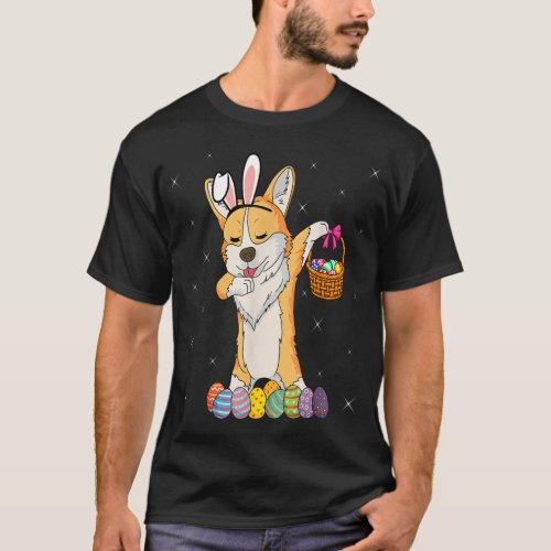 Bunny Corgi Dabbing Dog Happy Easter Day Lover Egg T_Shirt