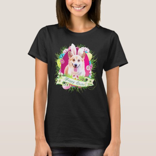 Bunny Corgi Dog Happy Easter Day Egg Hunt Lovely C T_Shirt