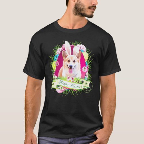 Bunny Corgi Dog Happy Easter Day Egg Hunt Lovely C T_Shirt