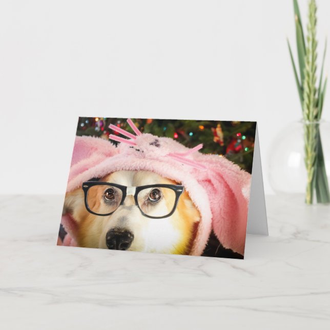 Bunny Corgi Easter greeting Card (Front)