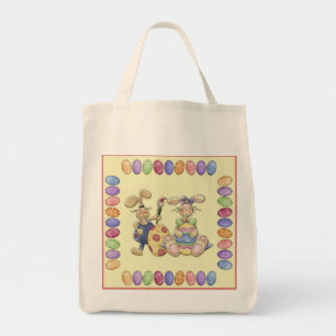 Bunny Couple in Love And Easter Eggs Tote Bag