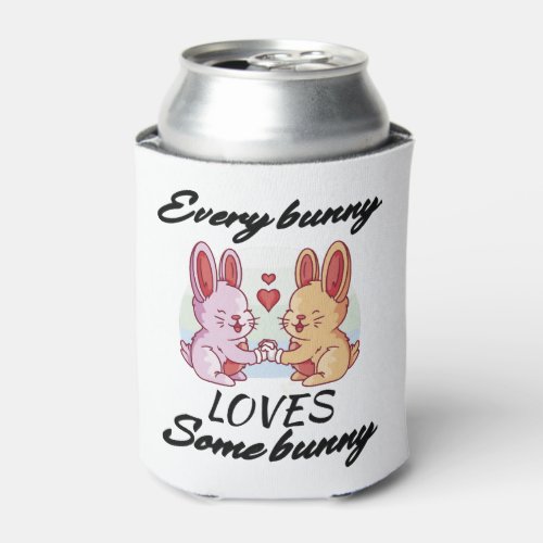 Bunny Couple Love Heart Peace Easter Lovers Can Cooler