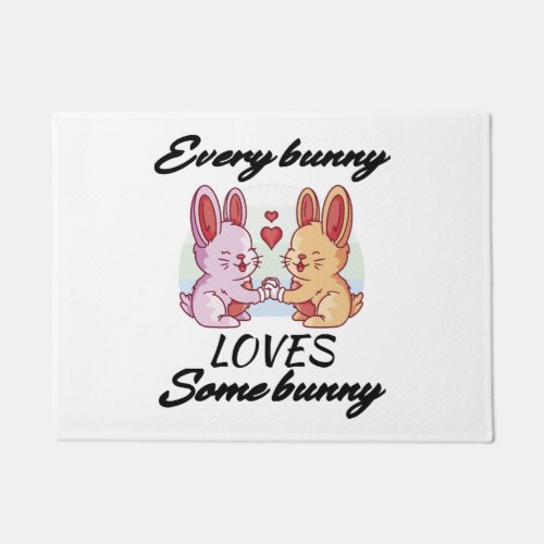 Bunny Couple Love Heart Peace Easter Lovers Doormat