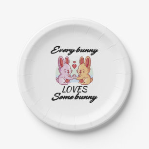 Bunny Couple Love Heart Peace Easter Lovers Paper Plates