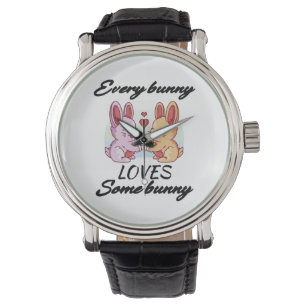 Bunny Couple Love Heart Peace Easter Lovers Watch