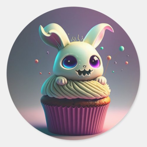 Bunny Creature Space Cupcake Sticker
