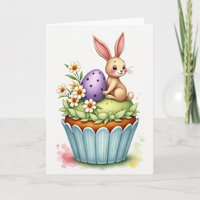 Bunny Cupcake Celebration Card (Front)