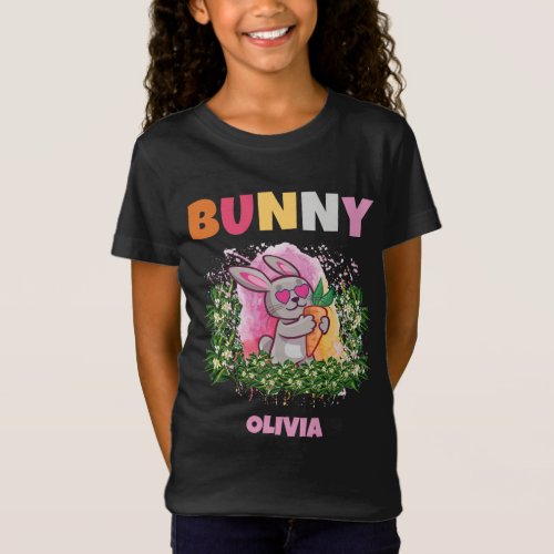 BUNNY CUTE FUNNY COLORFUL PERSONALIZED KIDS T_Shirt