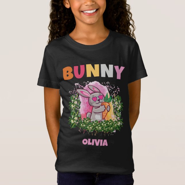 BUNNY CUTE FUNNY COLORFUL PERSONALIZED KIDS T-Shirt (Front)