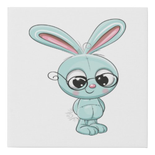 Bunny Cute Kawaii Cartoon Poster Faux Canvas Print