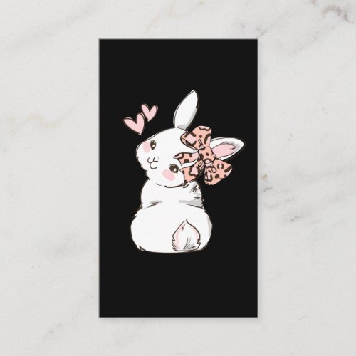 Bunny Cute Rabbit Leopard Bow Tie Girls Women Business Card