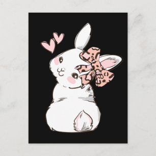 Bunny Cute Rabbit Leopard Bow Tie Girls Women Postcard