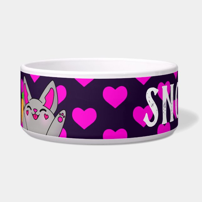 Bunny Cute Smile Carrot Fun Love Happy Heart Bowl (Left)