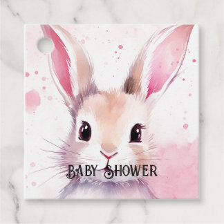 Bunny Cute Watercolor Pink baby shower Favor Tags