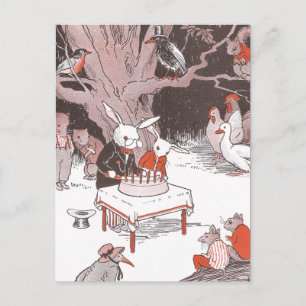 Bunny Cuts Birthday Cake Postcard