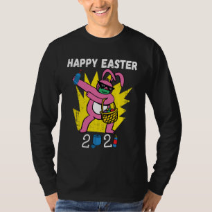 Bunny Dabbing Happy Easter 2021 Bunny Wearing Face T-Shirt