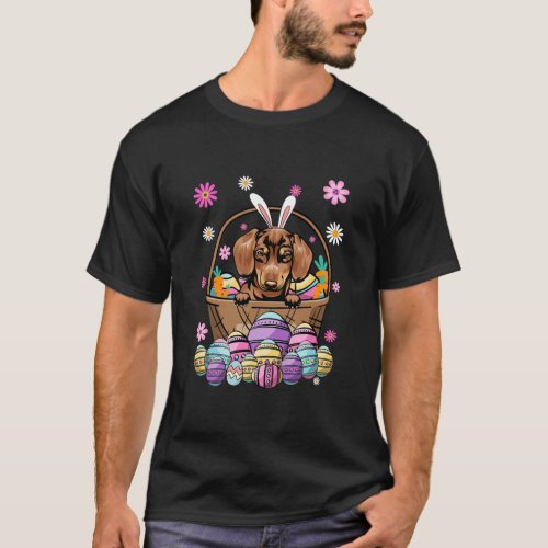 Bunny Dachshund Dog Happy Easter Day Lover Egg T_Shirt