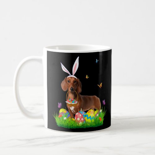 Bunny Dachshund With Egg Basket Easter Hunting Egg Coffee Mug