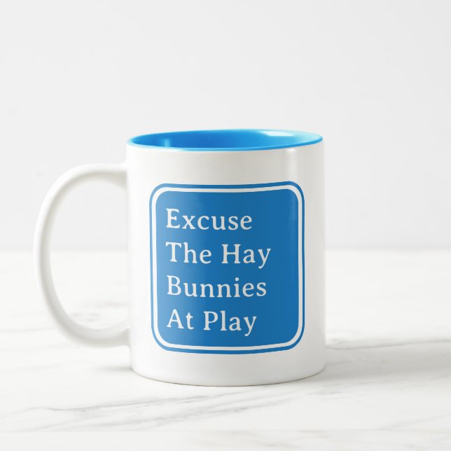 Bunny Dad Funny Rabbit Saying | Blue Two-Tone Coffee Mug (Left)