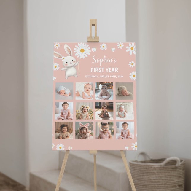Bunny Daisy Birthday Photo Milestone Poster (Creator Uploaded)