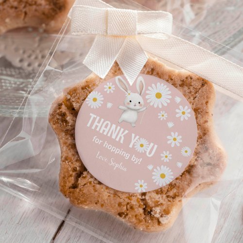 Bunny Daisy Pink Girl 1st Birthday Thank You Tags