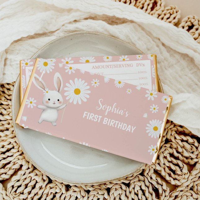 Bunny Daisy Pink Girl Hershey Bar Favors (Creator Uploaded)