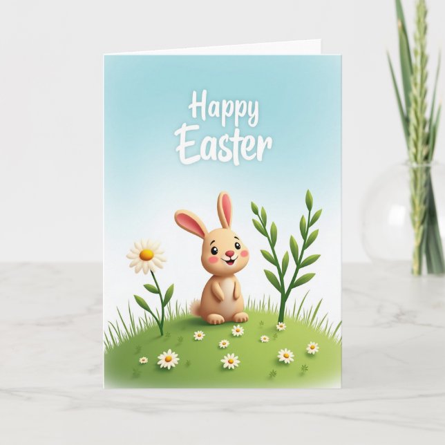 Bunny Daisy Springtime Card (Front)