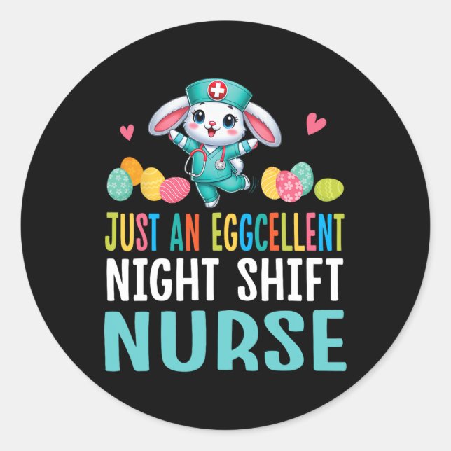 Bunny Dance Easter Eggs Just An Eggcellent Night S Classic Round Sticker (Front)