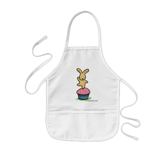 Bunny Dancing on a Cupcake Kids' Apron (Front)