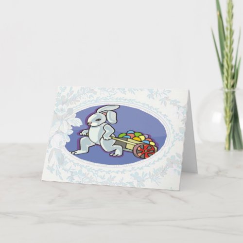 Bunny Delivering Easter Eggs Card