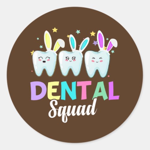 Bunny Dental Squad Dentist Happy Easter Day  Classic Round Sticker