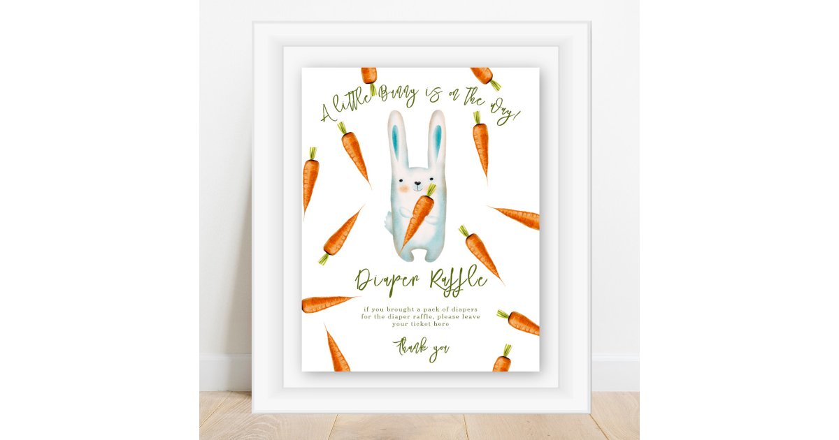 Peta Leaping Rabbit Raffle Bunny - Diaper Raffle game Poster | Zazzle