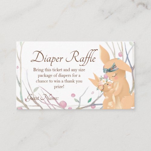 Bunny Diaper Raffle Ticket  Enclosure Card