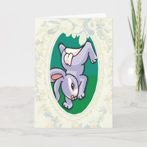 Bunny Doing A Headstand Easter Card
