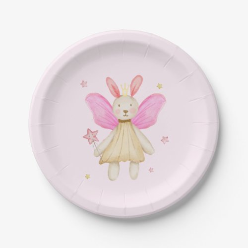 Bunny Doll Princess Fairy Wings Watercolor  Paper Plates