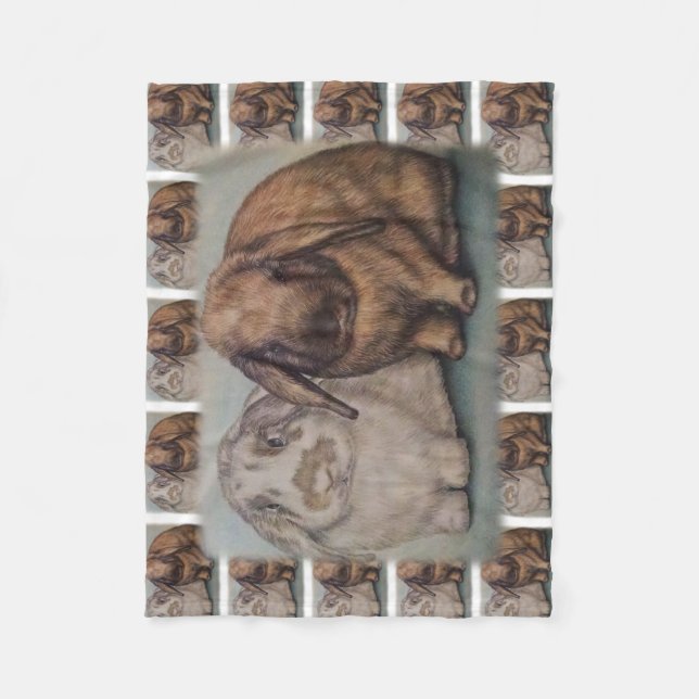 Bunny Drawing Rabbit Animal Art Fleece Blanket (Front)