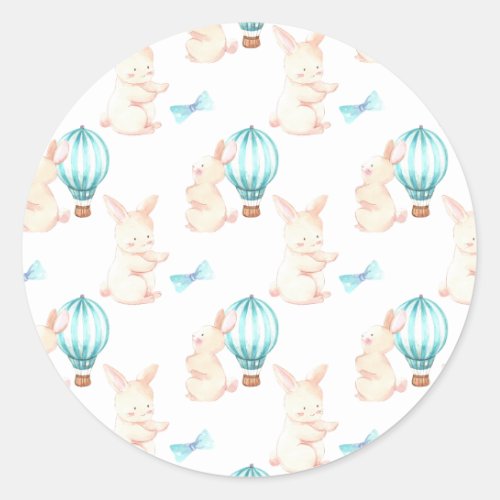 Bunny Dreams blue baby shower Classic Round Sticker